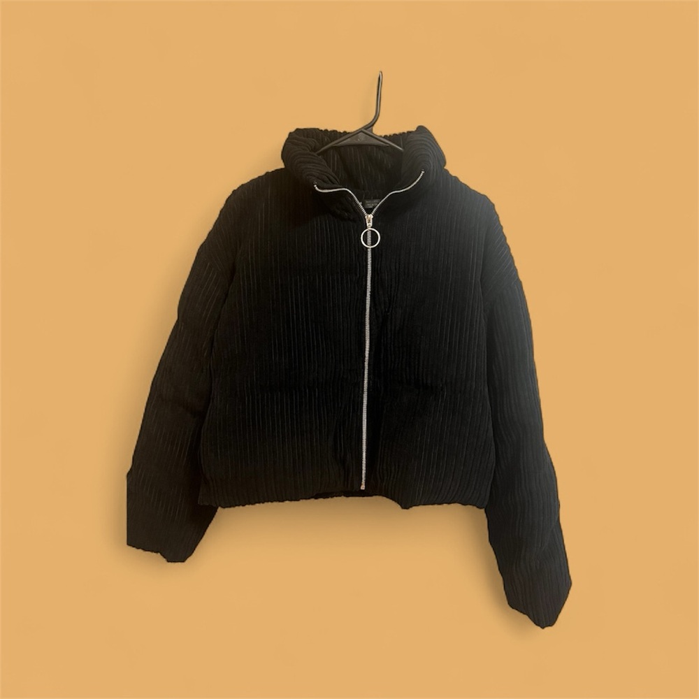 SHEIN Black Textured Puffer Jacket